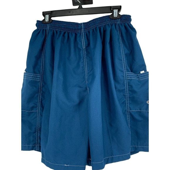 Mens Swim Trunks Size Small Blue Athletic World Drawstring Lined Pockets 1387 - Picture 3 of 7